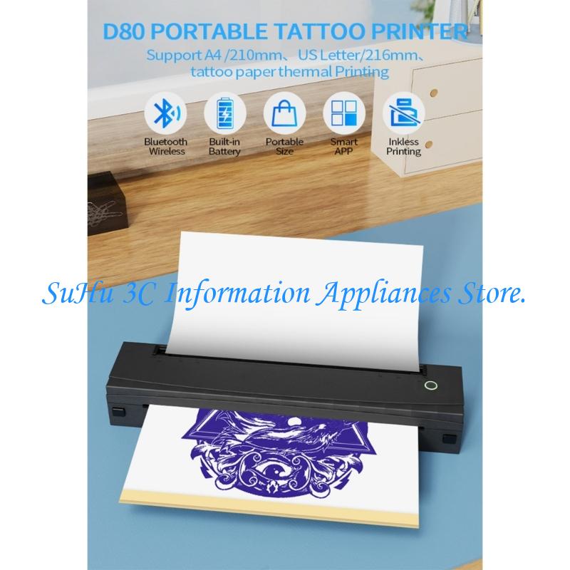 Laser Printer Home - 操作が簡単なモバイル接続用のポータブルサーマルタトゥープリンター 互換性と長時間バッテリーを備えた USB