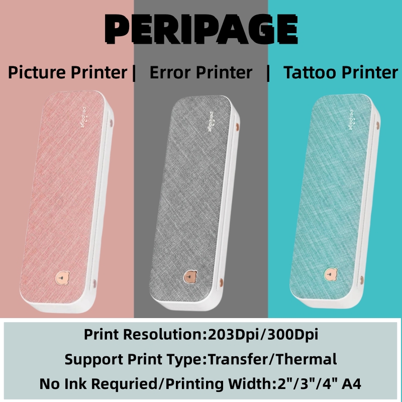 Laser Printer Home - Peripage ポータブル A4 プリンタタトゥープリンタミニインクレス感熱紙ワイヤレス Bluetooth 電話写真サイズ