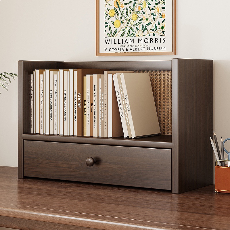 Bookcase Wood Shelf - 無垢材デスクトップ本棚 小型本棚 デスクオーガナイザーシェルフ シンプルなブックエンド収納ラック