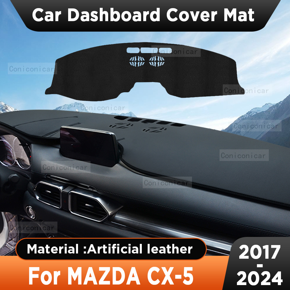 Desk Mat Leather - 人工皮革のダッシュボードカバー,車のダッシュボードアクセサリー,サンバイザー,インストルメントパッド,mazda CX-5 2017-2024用マット