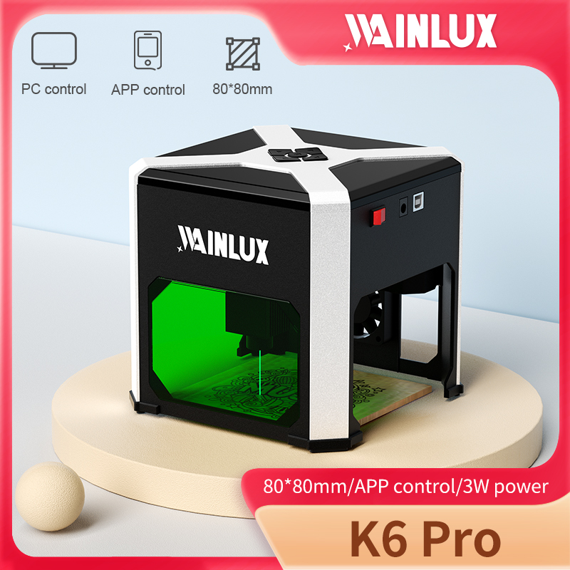 Laser Printer Home - Wainlux レーザー彫刻機 K6 マークプリンターカッター木工機械プラスチック 3000mw Bluetooth