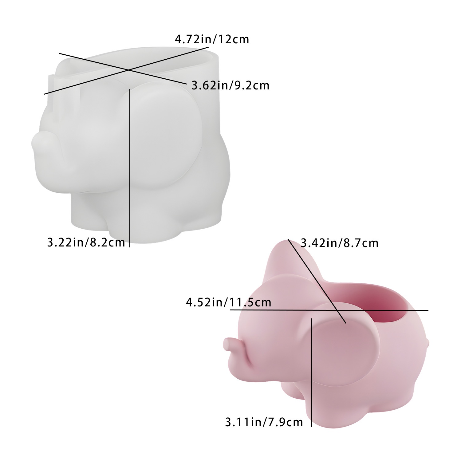 Pen Holder Organizer - DIY象型収納カップ樹脂型キュートなペンホルダー花瓶飾り石膏シリコン型