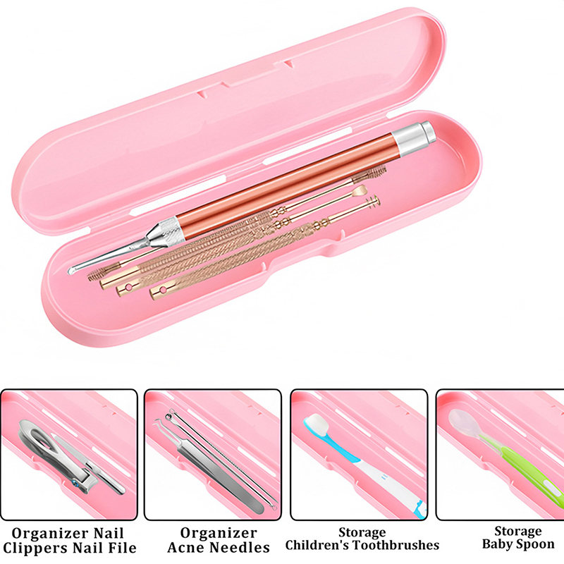 Pen Holder Organizer - 1/8個入り ポータブル長方形ネイルアートツール収納ボックス ピンセット、クリッパー、ペン、研磨用ネイルバッファー、ファイル用プラスチック容器