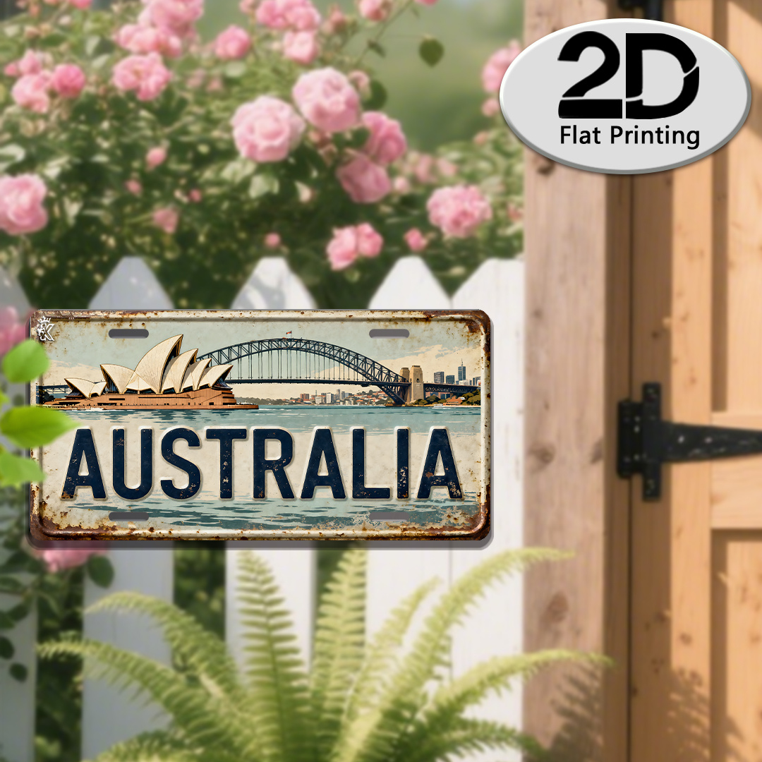 Home Office Australia - ALオーストラリア シドニー ライセンスプレートサイン - ヴィンテージ耐久性のある金属製プラーク壁飾り、ホームオフィスバーマンケーブウォールアート