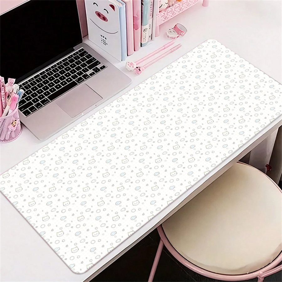 Desk Mat Leather - かわいいレザーデスクマットテーブルクロス装飾 ピンクアニメY2k猫レザーマウスパッド レトロ防水滑り止め漫画キーボードパッド