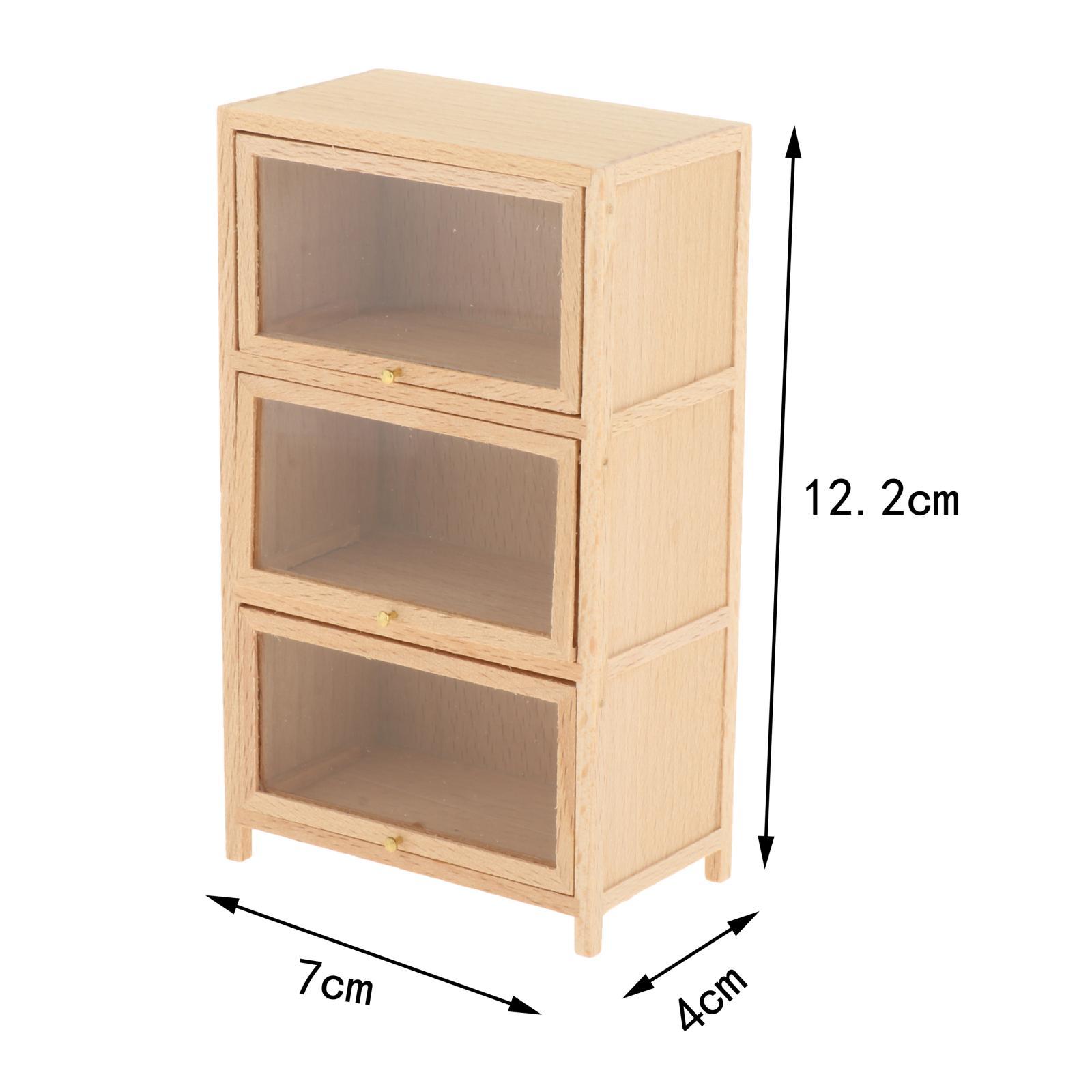 Bookcase Wood Shelf - 1:12 ドールハウス木製本棚家具 3 階建て本棚手作りディスプレイ木製棚キャビネットドールハウスリビングルーム用