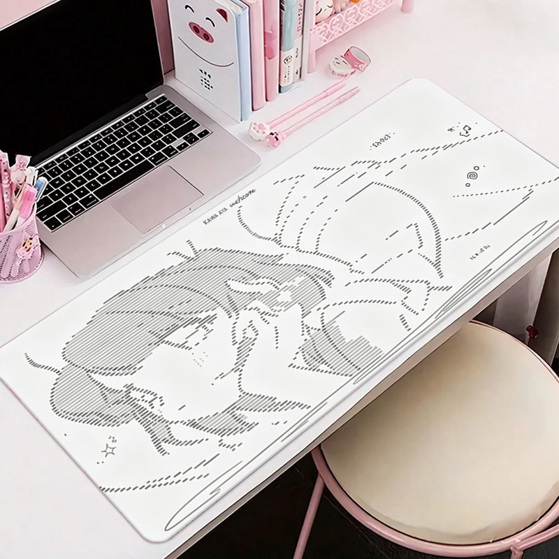 Desk Mat Leather - 1 個革製マウスパッドアニメエンジェルガール Y2k かわいい大型コンピュータキーボード HD レザーデスクマットかわいいゲームオフィス