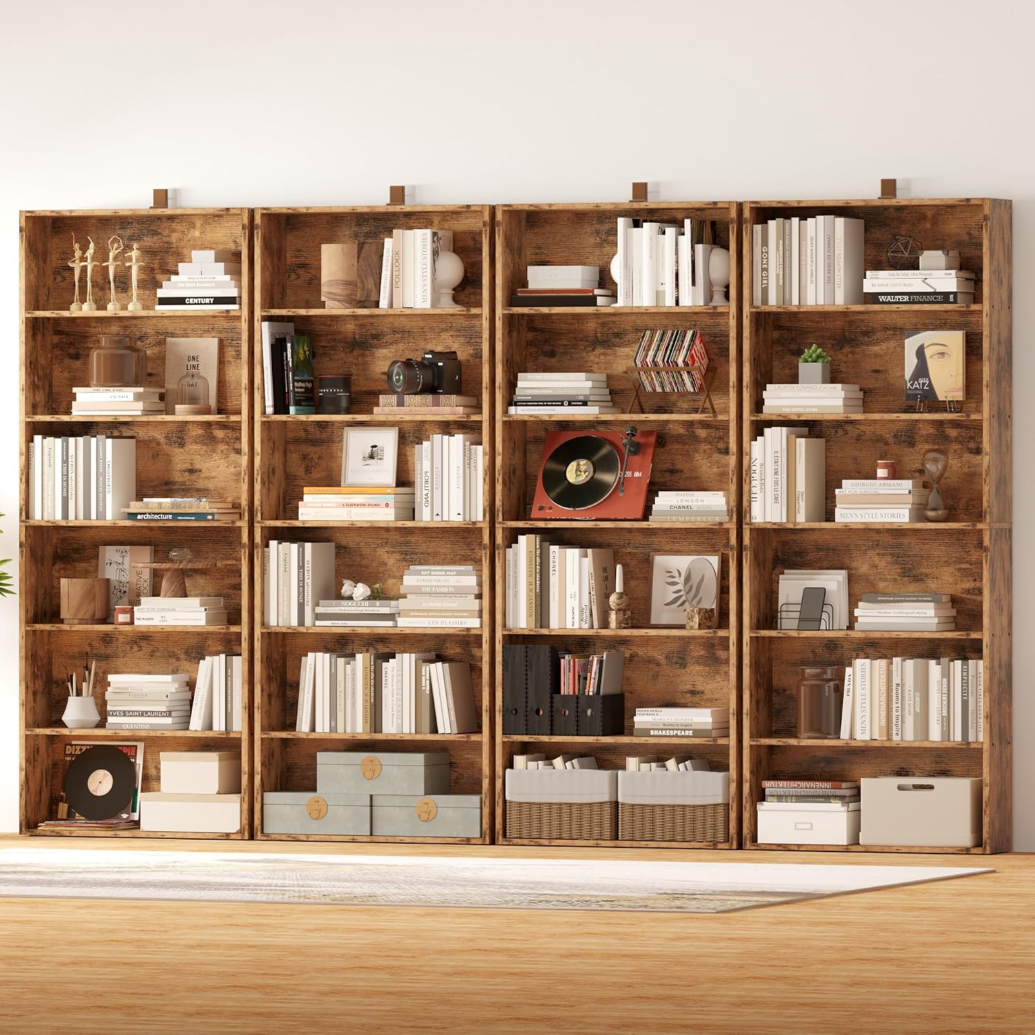 背の高い本棚 2個セット、オープン収納オーガナイザーシェルフ - Home Office Industrial Style のレビューと価格