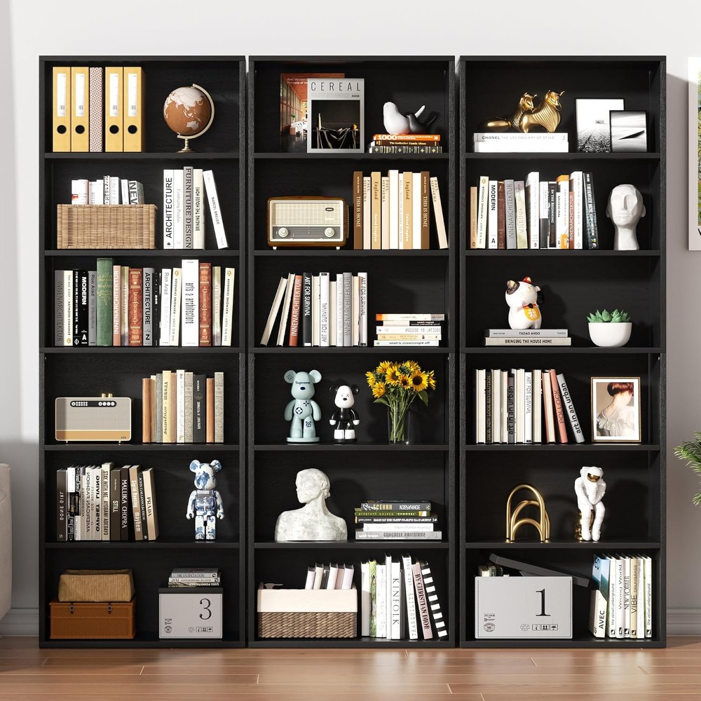 6段オープンブックケース、高さ70.6インチのディスプレイシ - Bookcase Wood Shelf のレビューと価格