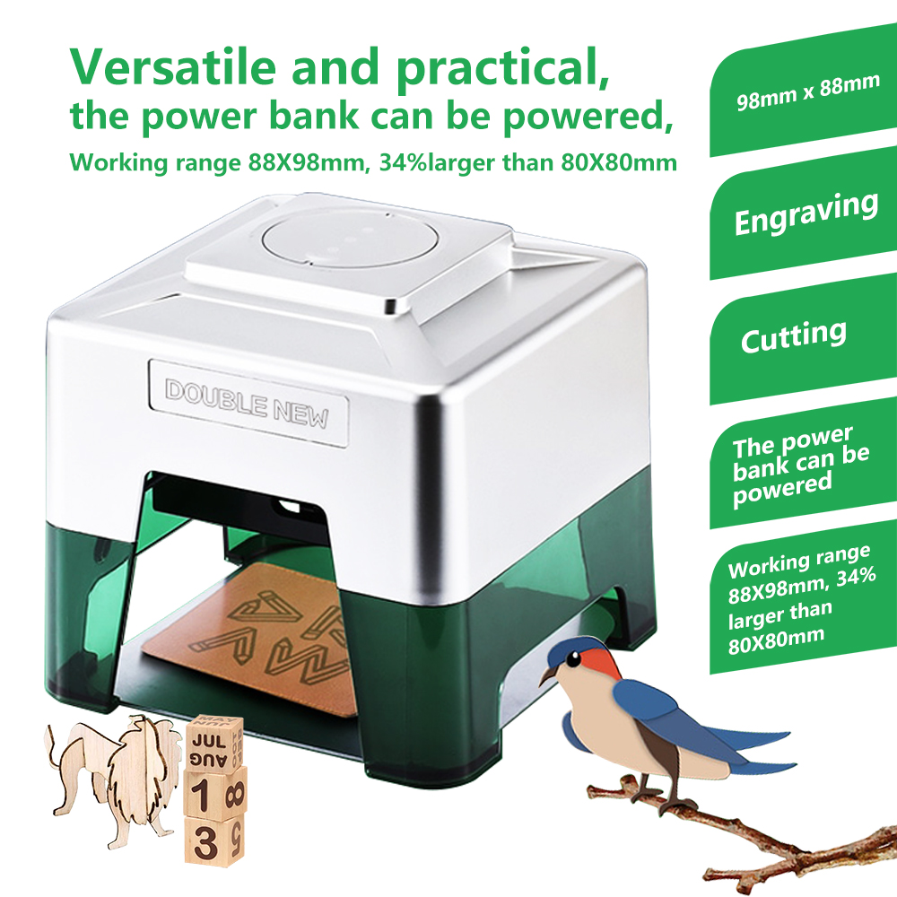3Wミニレーザー彫刻機 ポータブル ロゴ・テキスト・パターン - Laser Printer Home のレビューと価格