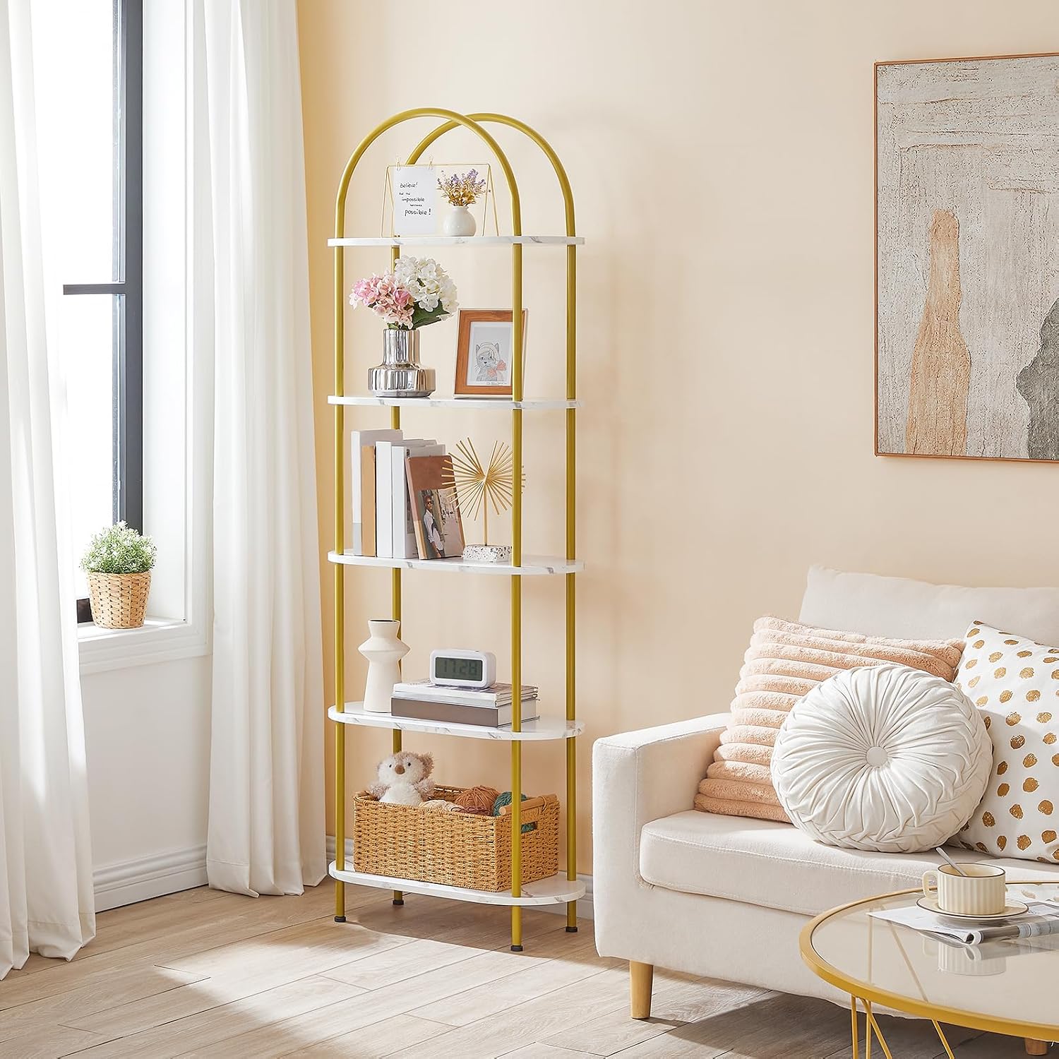 HOOBRO 5段オープンブックシェルフ、インダストリアルア - Bookcase Wood Shelf のレビューと価格