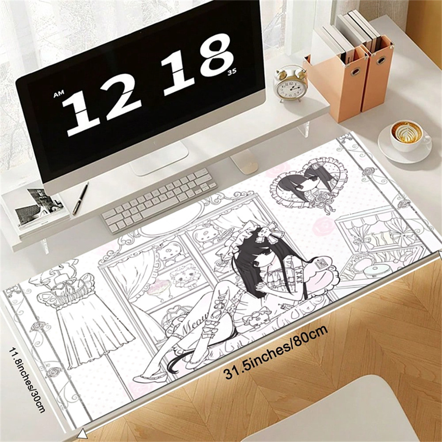 アニメ風レザーマウスパッド ピンクホワイトエンジェル デスク - Desk Mat Leather のレビューと価格