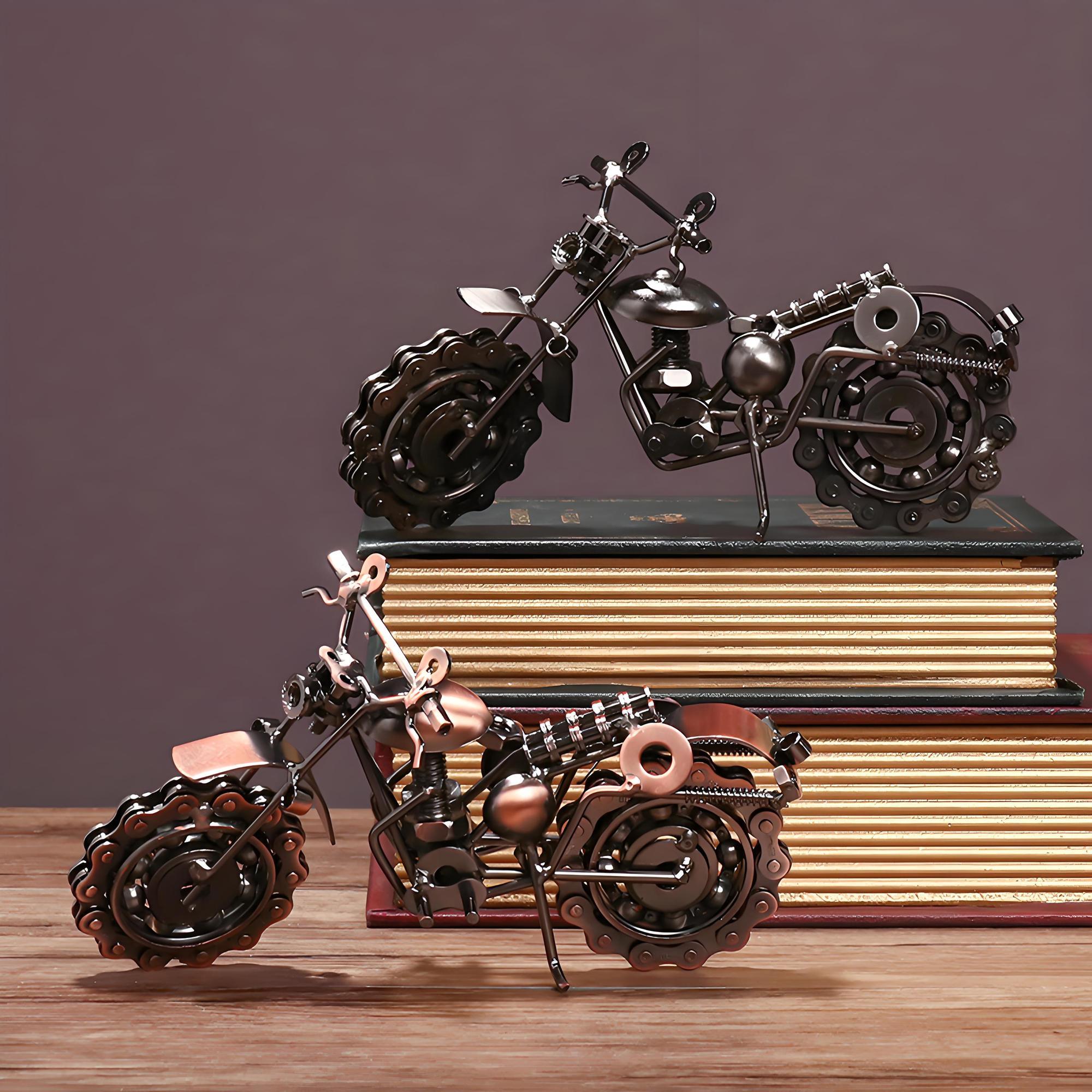 手作りの鉄製オートバイモデル、ヴィンテージメタルバイク彫刻、 - Home Office Industrial Style のレビューと価格