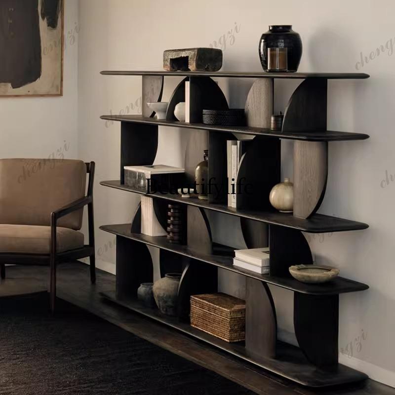 無垢材の本棚、黒の床から天井までの侘び寂び風ボグ棚、北欧風本 - Bookcase Wood Shelf のレビューと価格