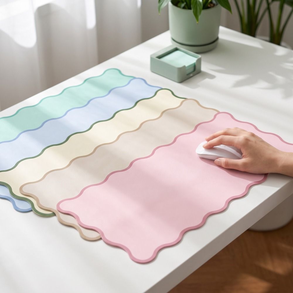 スイートPUレザーデスクパッド、滑り止めウェーブエッジキーボ - Desk Mat Leather のレビューと価格