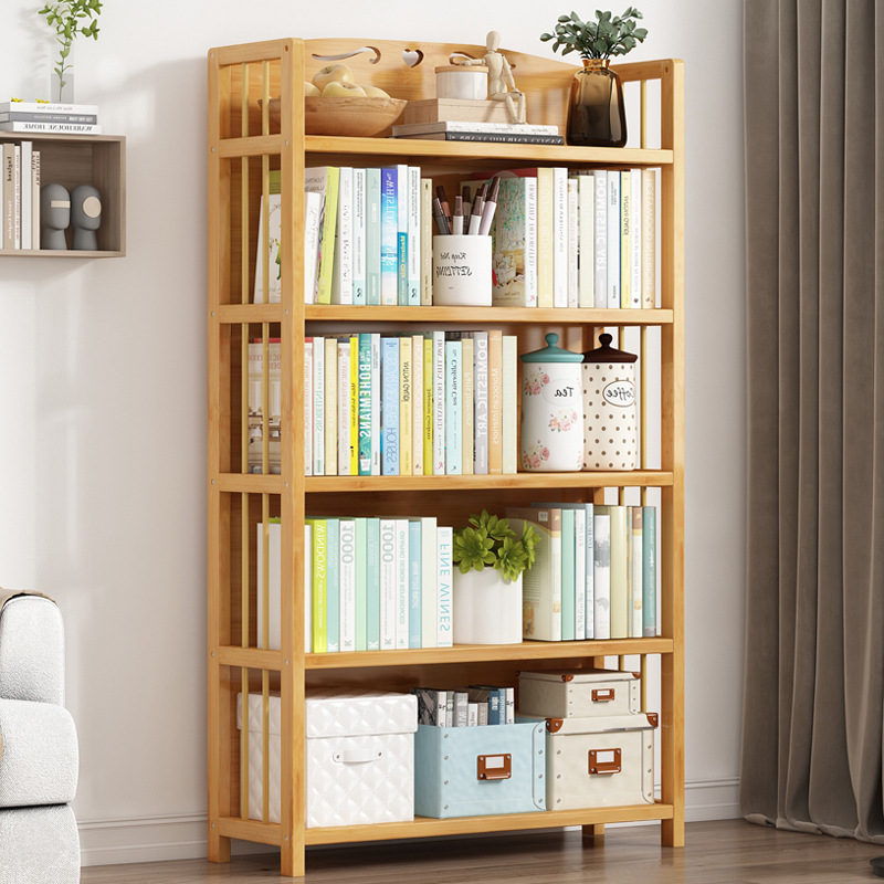 シンプルな多層子供用収納ラック キッチン棚 学生用無垢材リビ - Bookcase Wood Shelf のレビューと価格