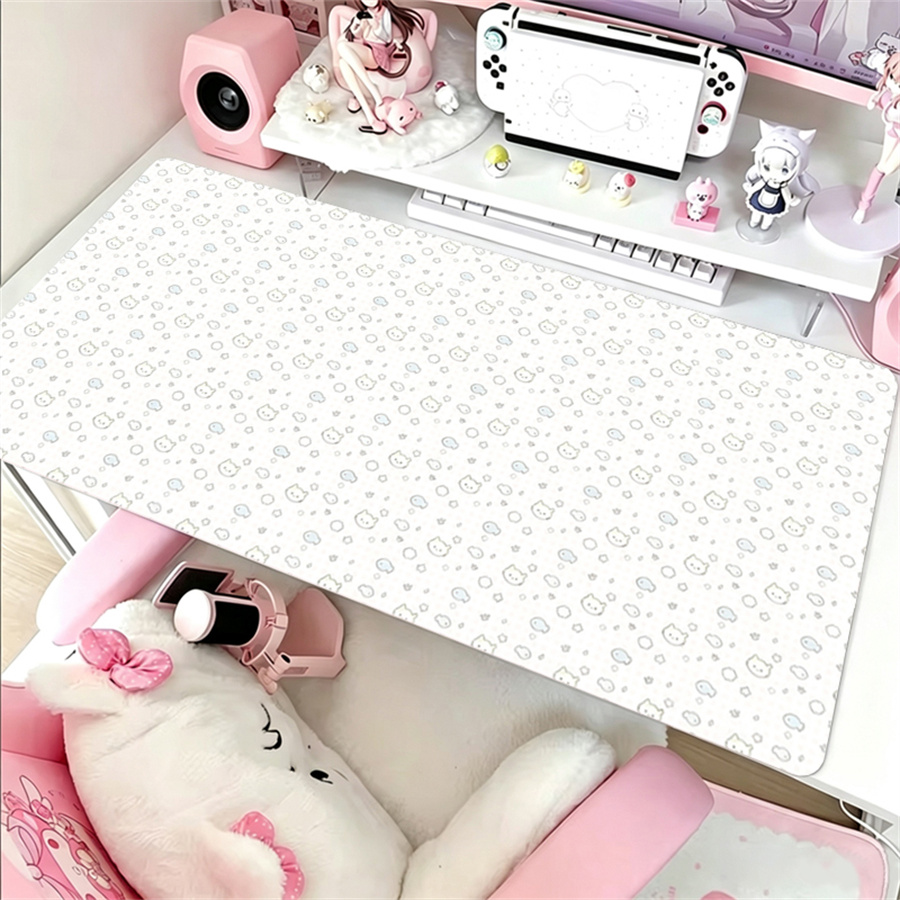 かわいいレザーデスクマットテーブルクロス装飾 ピンクアニメY - Desk Mat Leather のレビューと価格