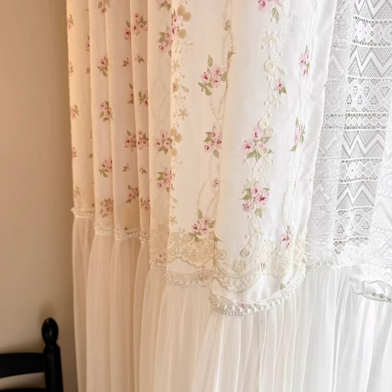 二重層パールシアー カーテン 刺繍ジャカード 光透過性 わず - Home Office Buy のレビューと価格