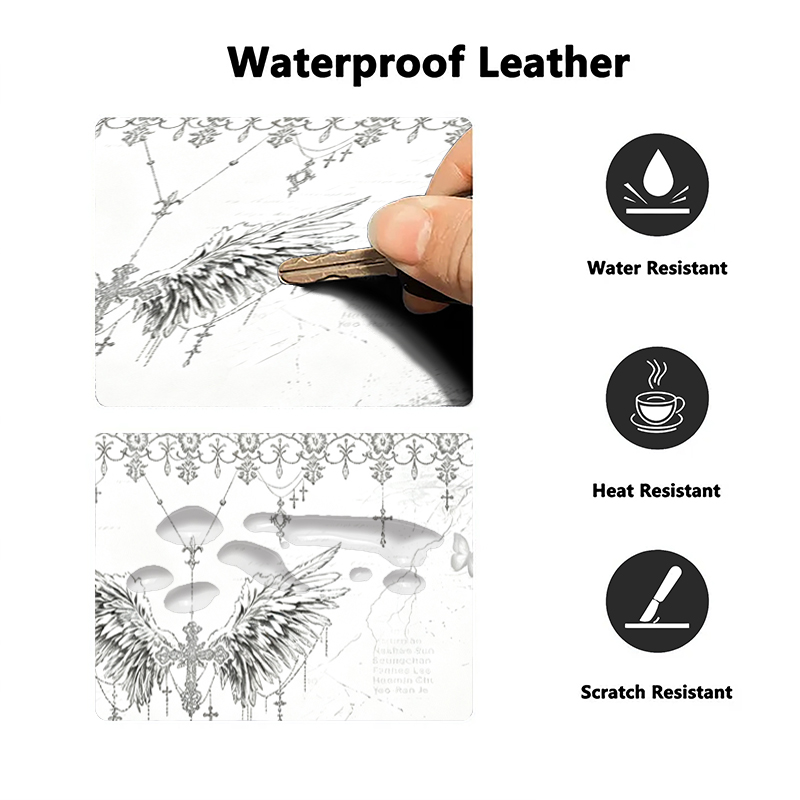 レザーマウスパッド黒白アニメ美学エンジェルガールマウスパッド - Desk Mat Leather のレビューと価格