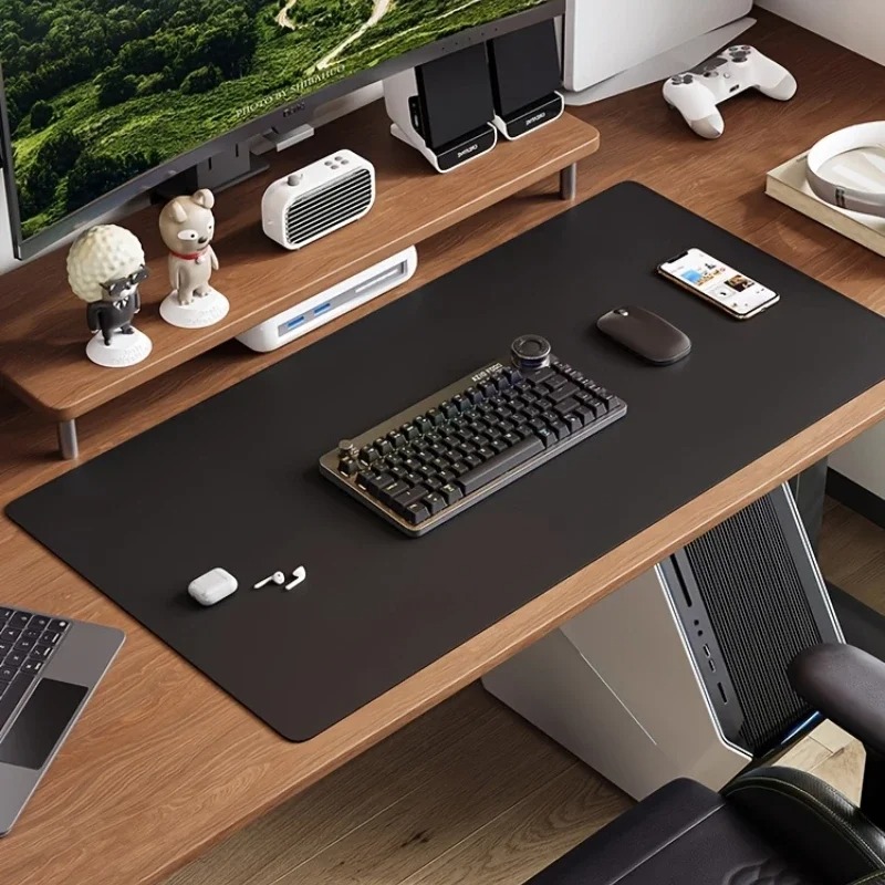 ピンクの無地レザーデスクパッド、マウスプロテクター、大小のマ - Desk Mat Leather のレビューと価格