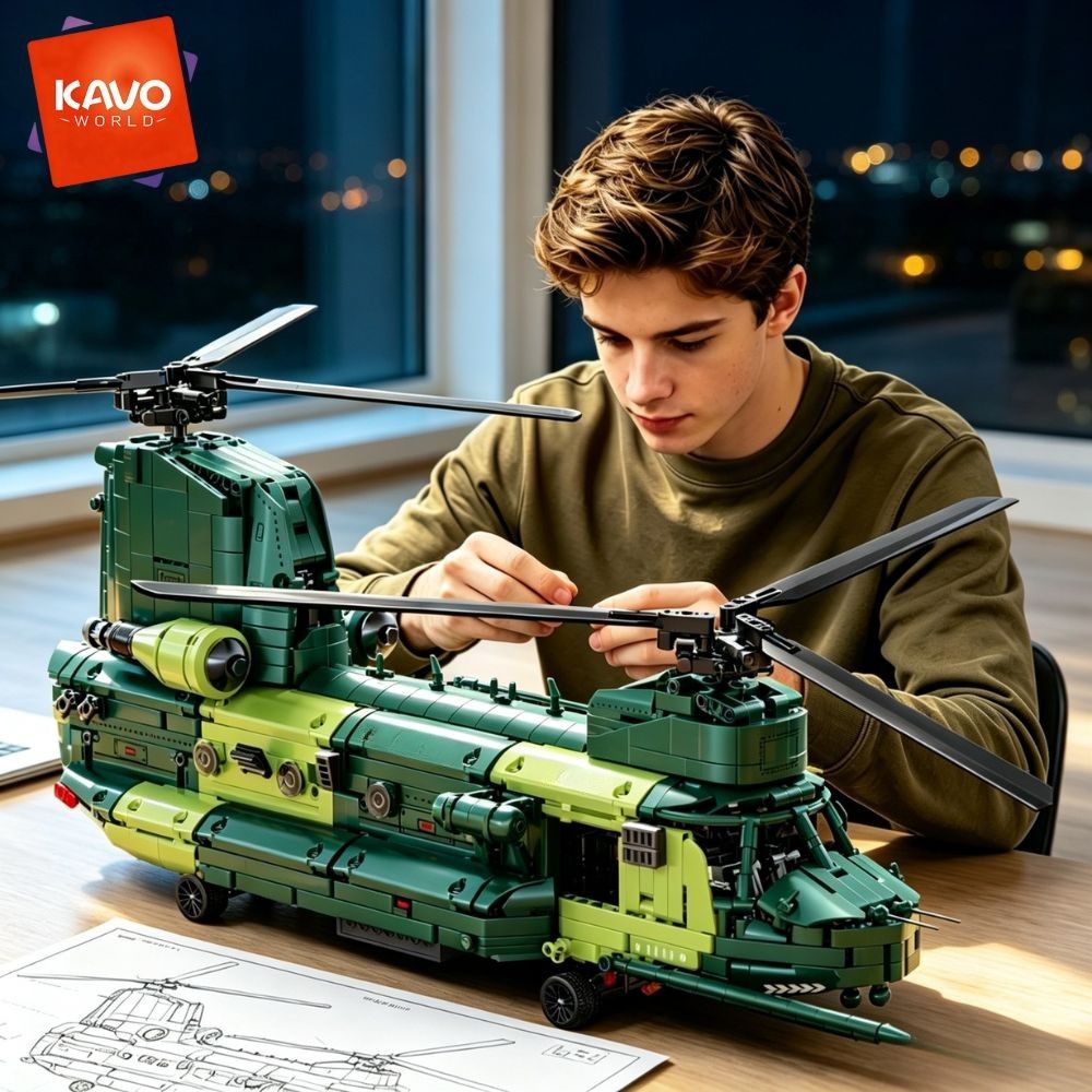 KAVOWORLD 1826ピース 32インチ 重量輸送ヘリ - Home Office Industrial Style のレビューと価格